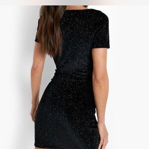Molly Malloy Vintage Black Velvet Mini Dress with Sparkles Sz S